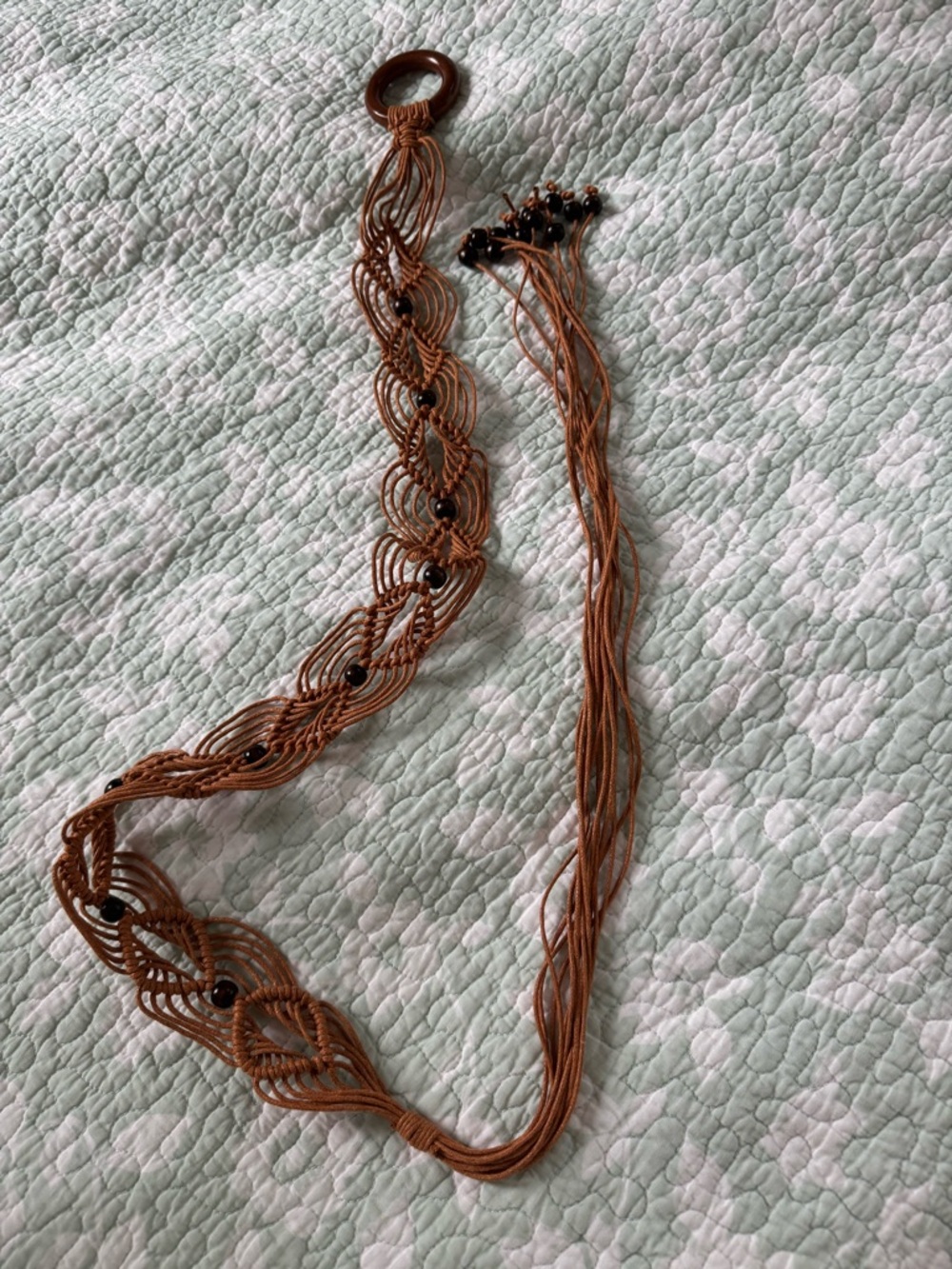 Brown Beaded Macramé Waist/Cord Belt - Women Accessories